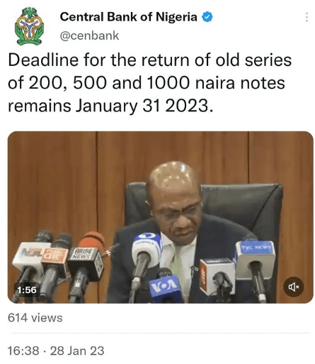 Old Naira Deadline: CBN Updates Nigerians