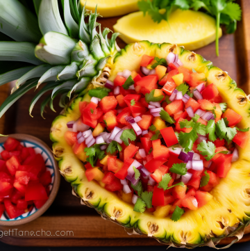 Colorful Fruit Salsa in Pineapple Bowl