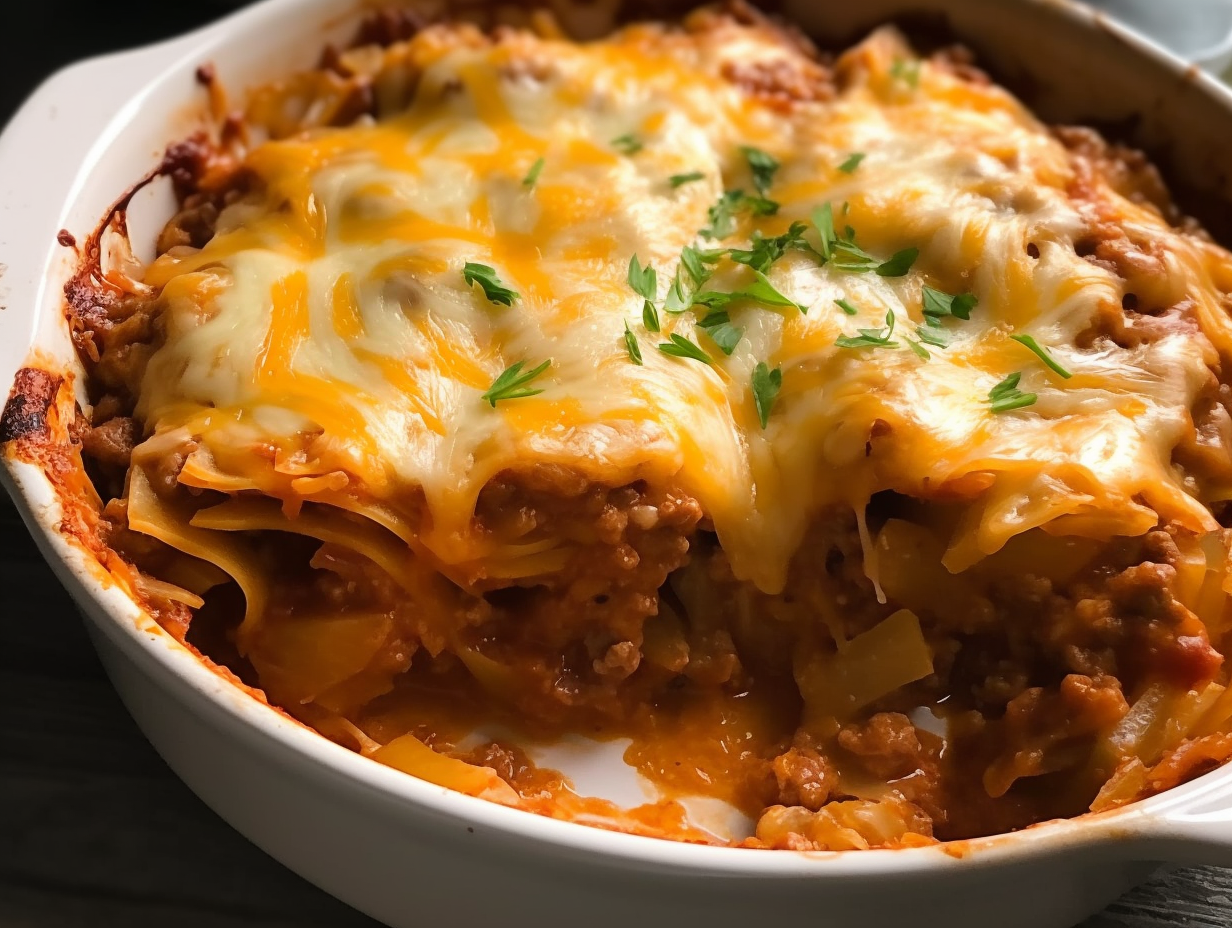Close-up shot of Cabbage Roll Casserole