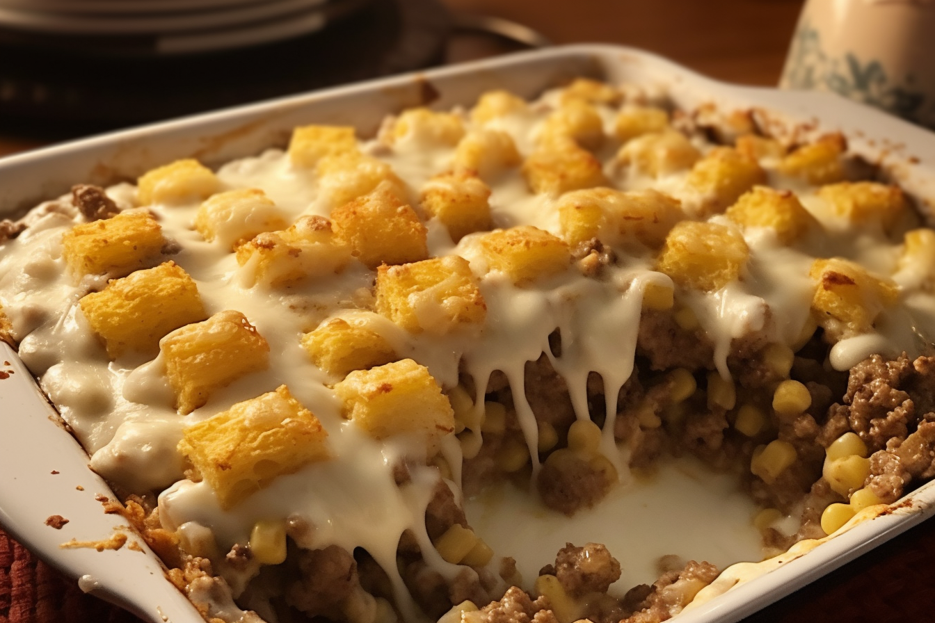 Delectable Cowboy Casserole in baking dish