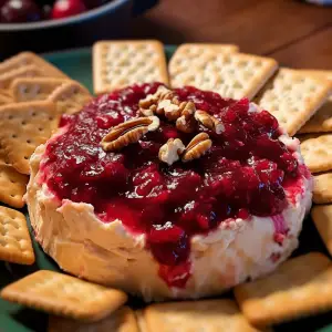 Cranberry Cream Cheese Dip with crackers