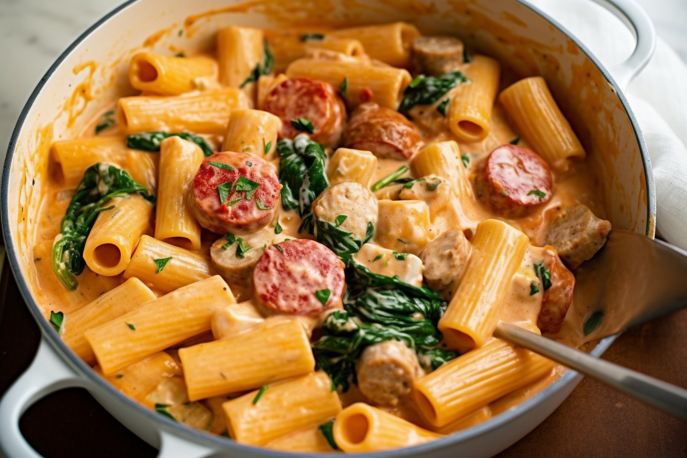 Creamy Sausage Pasta with Roasted Red Peppers