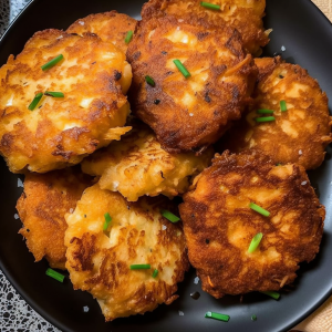 Golden-brown Crispy Chicken Fritters on a plate