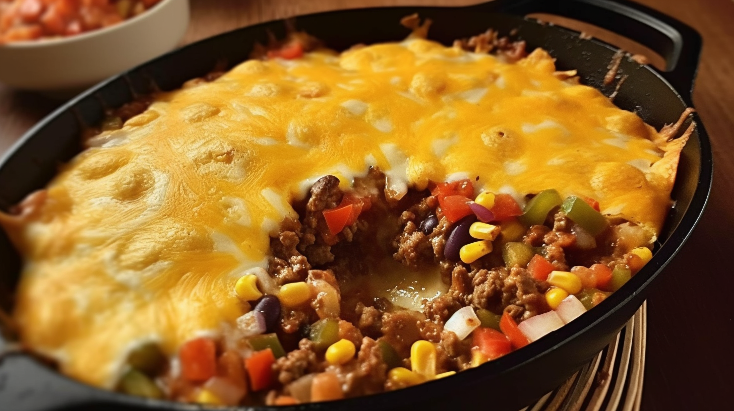 Colorful Ingredients for Tex-Mex Casserole - Ground Beef, Bell Pepper, Onion, and Salsa
