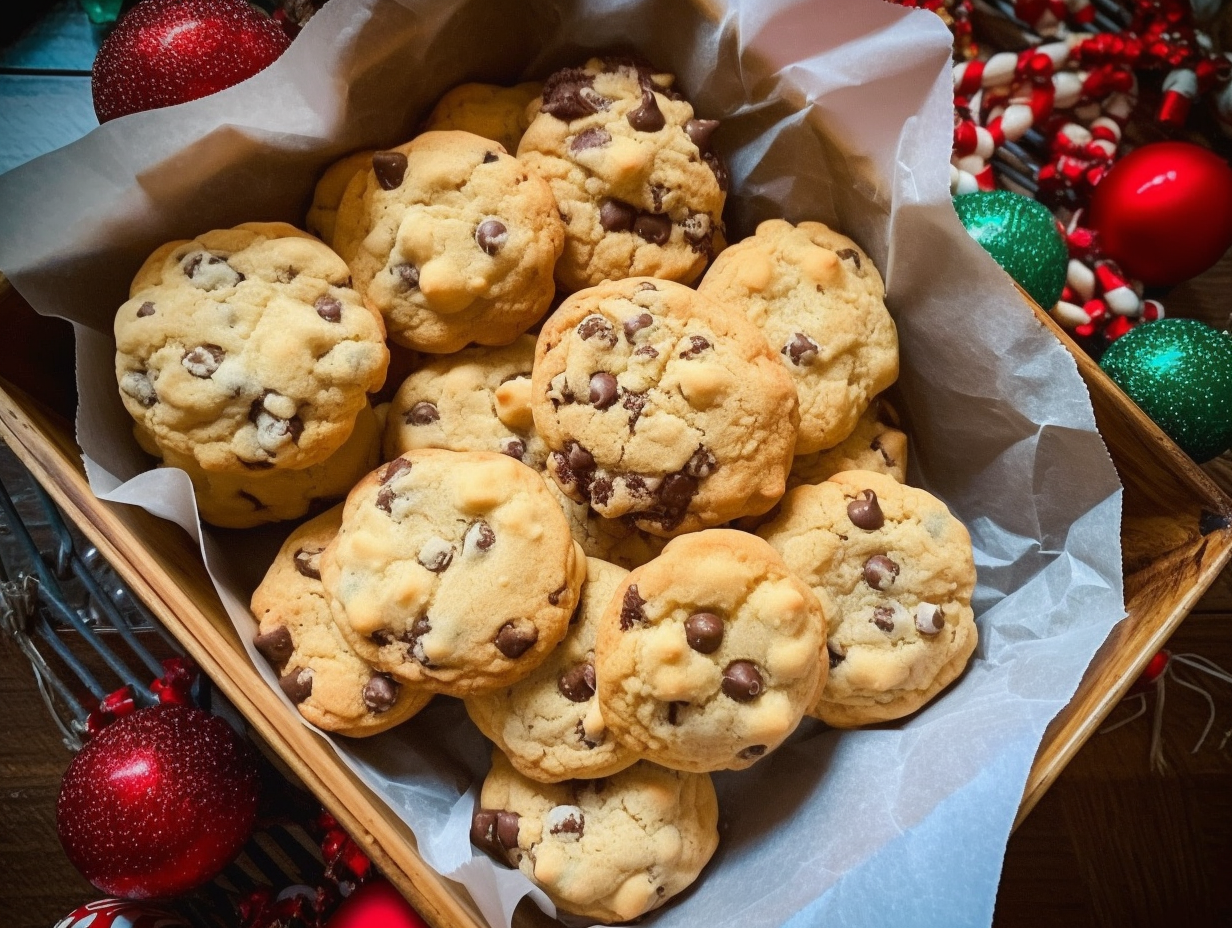 Dairy-Free Chocolate Chip Cookies with festive sprinkles