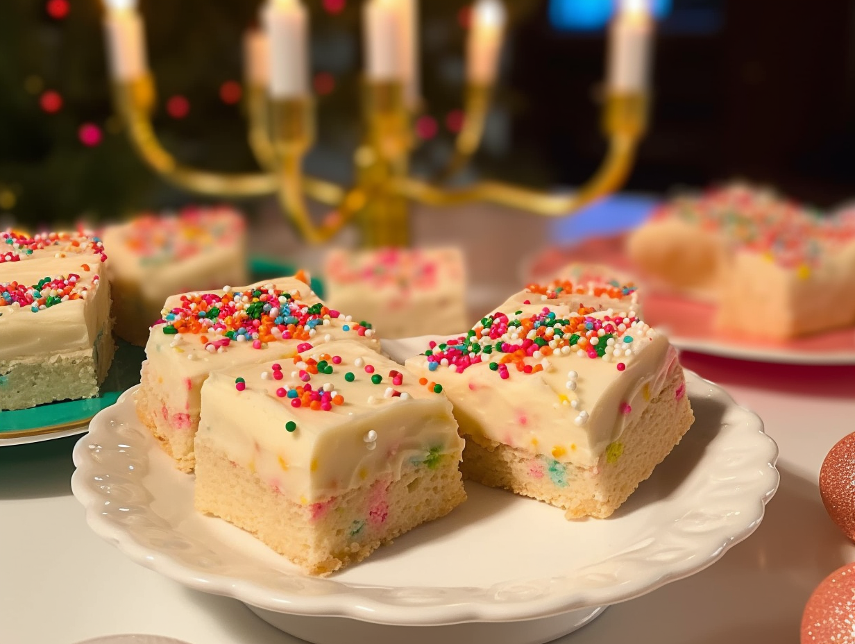 Delicious sugar cookie bars with creamy frosting