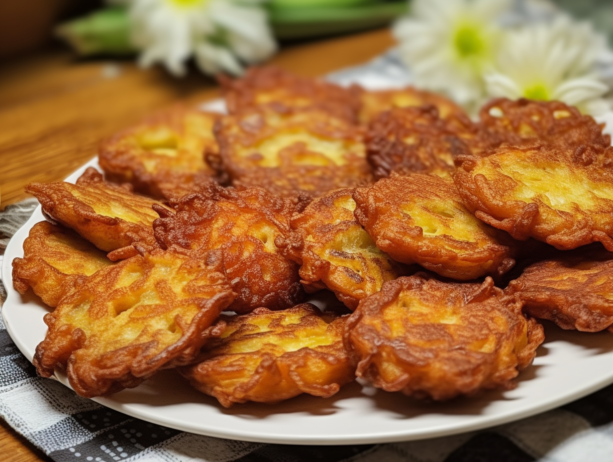 Delicious Amish Onion Fritters ready to eat