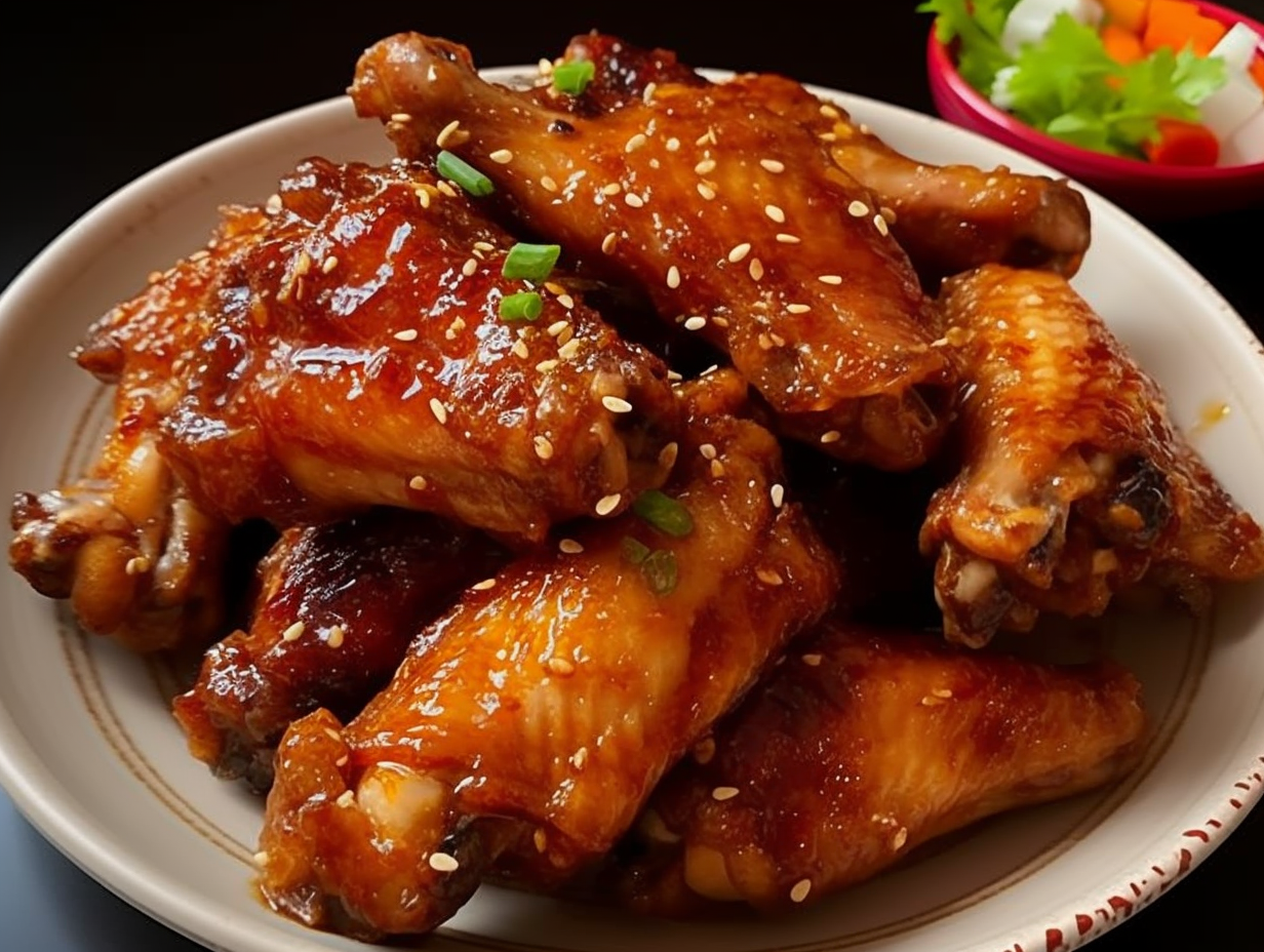 Delicious Honey Garlic Chicken Wings on a Plate