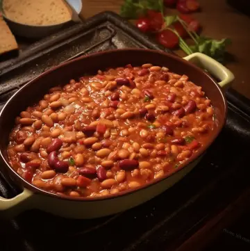 Delicious slow-cooked baked beans