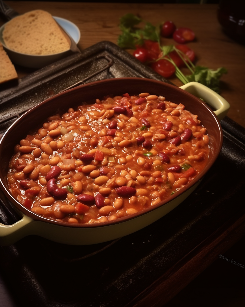 Delicious slow-cooked baked beans