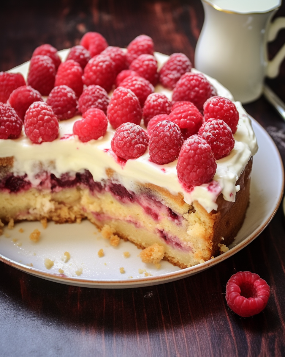 Delicious Cream Cheese and Raspberry Cake
