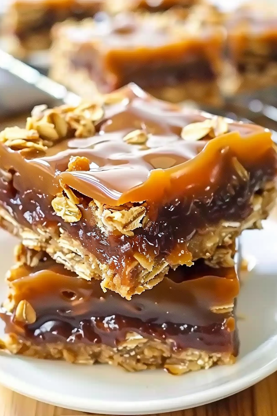 Freshly baked Caramelitas bars on a cooling rack.