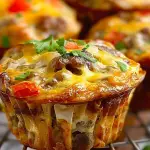 Sausage and cheese breakfast muffins ready to enjoy
