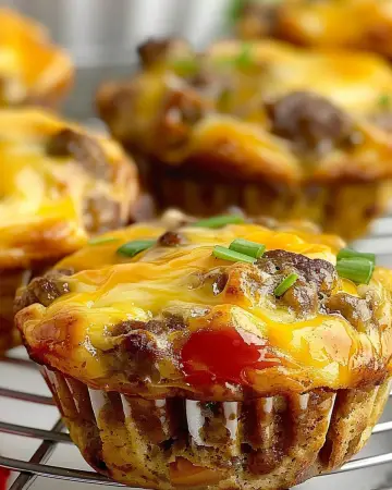Fresh Easy Sausage Breakfast Muffins on a cooling rack