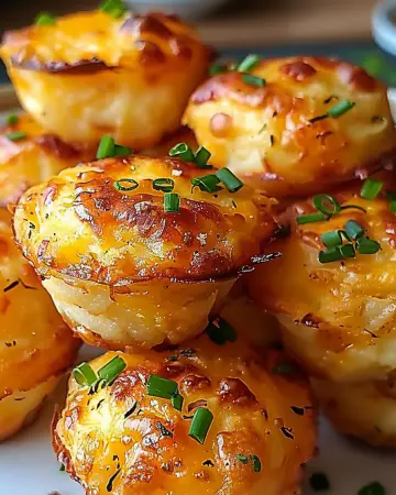 Golden Cheesy Potato Puffs arranged on a white platter