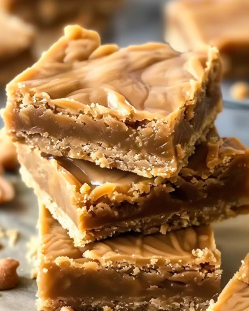 Freshly baked peanut butter bars ready to indulge.