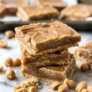 Golden peanut butter cookie bars studded with chocolate chips.