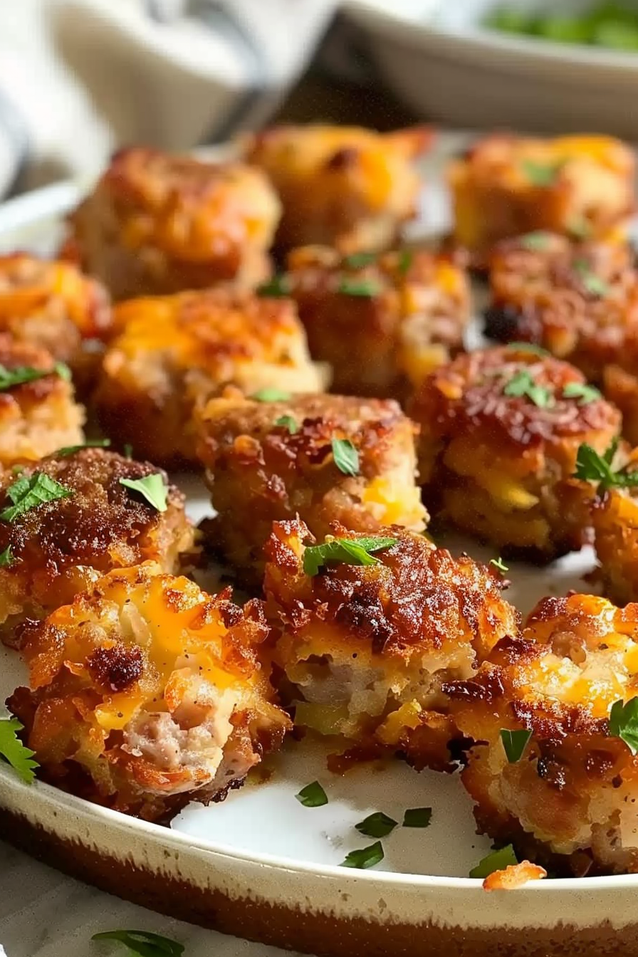 Freshly baked sausage hashbrown bites in a muffin tin