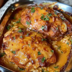 Tender Alice Springs chicken topped with melted cheese