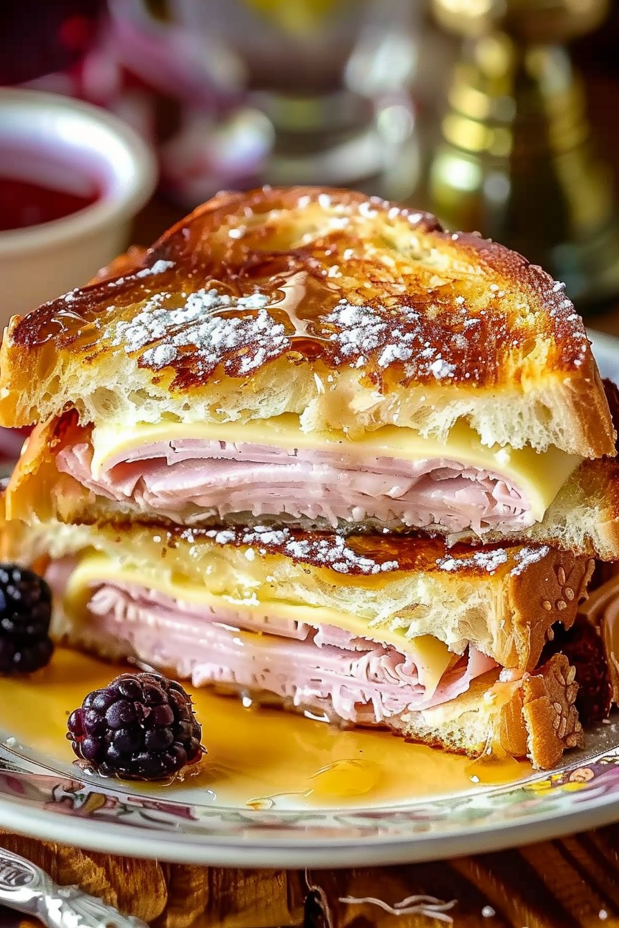 Gourmet Monte Cristo with ham and melted cheese