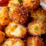 Golden Crispy Fried Cheese Bites on a plate