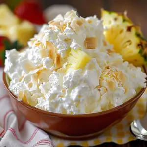 Hawaiian Pineapple Coconut Fluff in a serving bowl