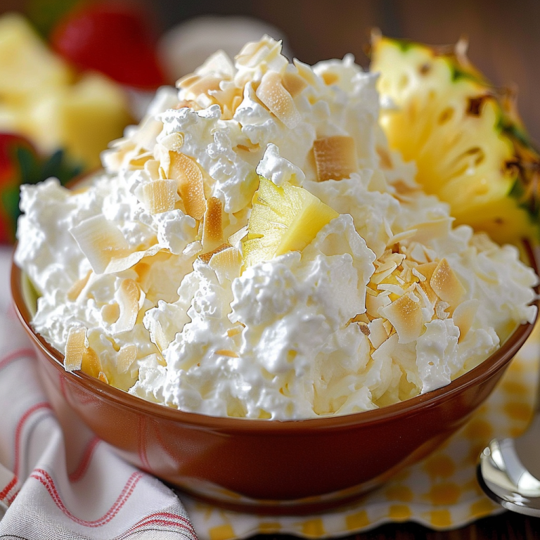 Hawaiian Pineapple Coconut Fluff Easy Tropical Dessert Recipe 0624