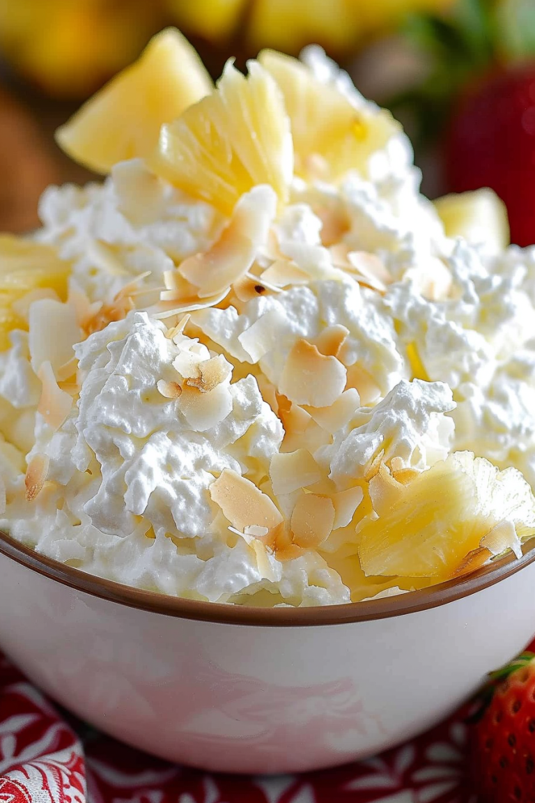 Hawaiian Pineapple Coconut Fluff - Easy Tropical Dessert Recipe