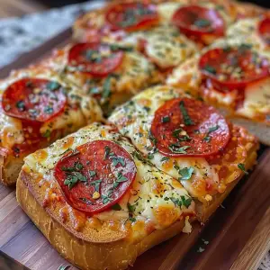 Garlic Bread Pizza fresh out of the oven